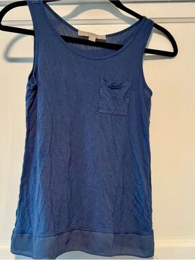 LOFT Women's Navy Blue Scoop Neck Tank with Pocket, Petite